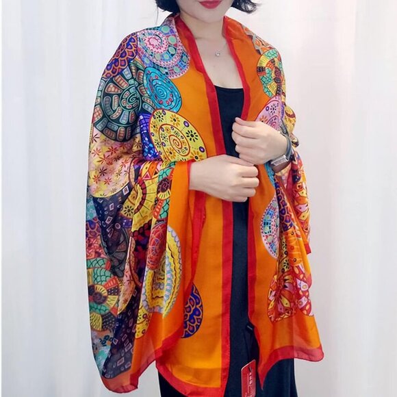 Fashion Scarves Scarf 100% Silk Feeling Scarf Silk Like Scarves Long Lightweight - Picture 2 of 7